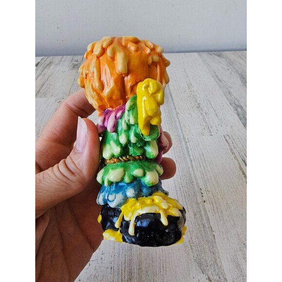 Vintage melted pumpkin scarecrow candle holder stick Halloween decor unique - Picture 7 of 8